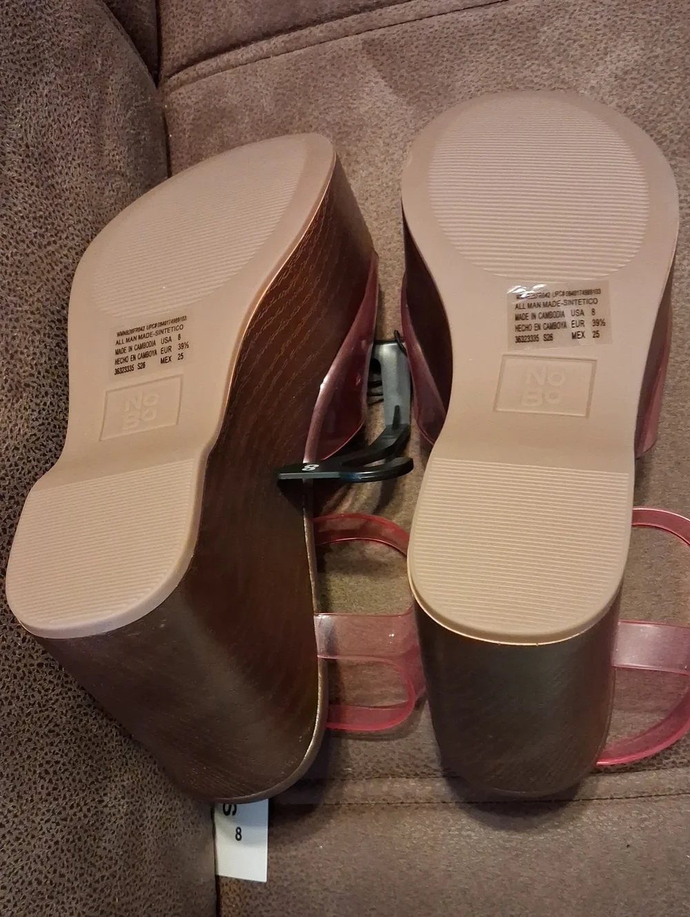 No Boundaries Pink Jelly Strap Platform Wedge Sandals Size 8